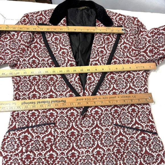 Palm Beach red Wh  Brocade  Tuxedo Prom Formal Jacket Vintage 70’s - Picture 6 of 15